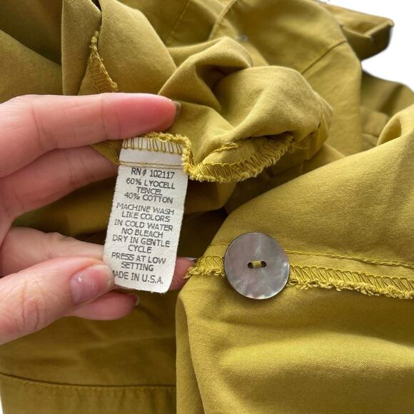 Eleven Stitch Design XL Blouse Unique Button Front Top Shirt Chartreuse - Picture 3 of 10